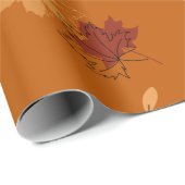 オレンジ色葉落ち型ラッピング紙 ラッピングペーパー (ロールコーナー)