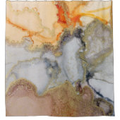 オレンジ色金ゴールドインクシャワーカーテン シャワーカーテン (正面)