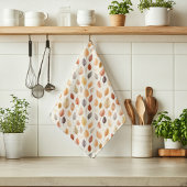 オレンジ色金ゴールドブラウンウォーター色パターン紅葉 キッチンタオル