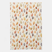 オレンジ色金ゴールドブラウンウォーター色パターン紅葉 キッチンタオル (縦)