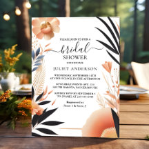 オレンジ色70s 80s 90sピンク色のカラフルブライダルシャワー