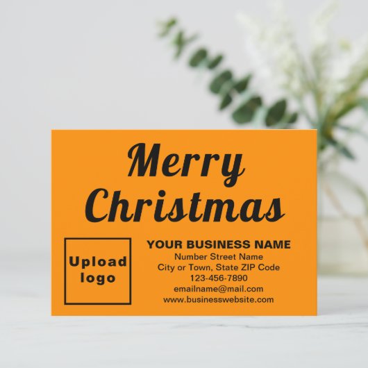 オレンジ色 | クリスマス | 小さいフラットな挨拶 カード (スタンド正面)