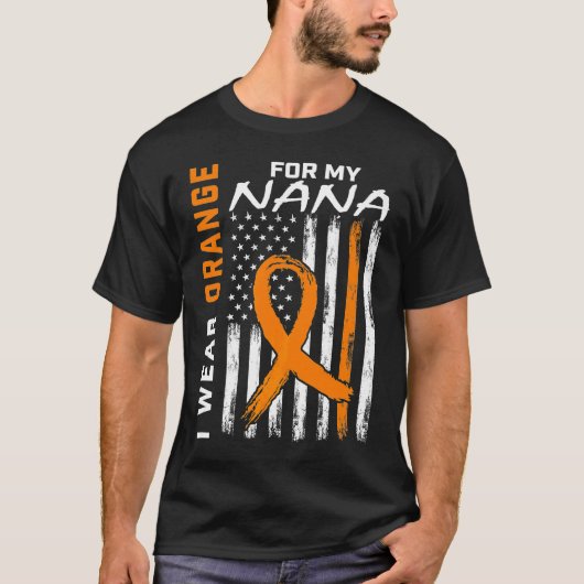 オレンジ色 多発性硬化症の認識 アメリカ Tシャツ (正面)