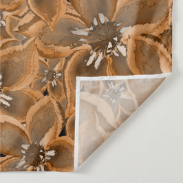 オレンジ色、灰色の水色の花。 タペストリー