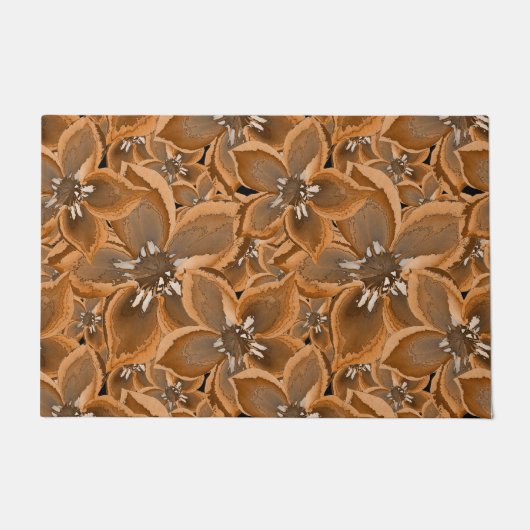 オレンジ色、灰色の水色の花。 ドアマット (正面)