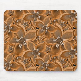 オレンジ色、灰色の水色の花。 マウスパッド
