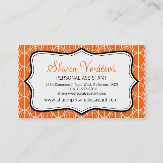 オレンジ色、白黒の名刺を置き換えたグラフィックス 名刺 (正面)