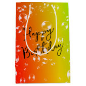 オレンジ色、黄色、ライムグラデーションのバブル ミディアムペーパーバッグ (正面)