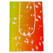 オレンジ色、黄色、ライムグラデーションのバブル ミディアムペーパーバッグ (裏面)