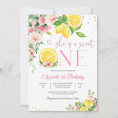 オレンジ花のファーストバースデー招待状 招待状 (正面)