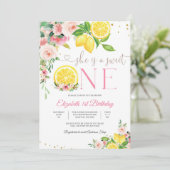 オレンジ花のファーストバースデー招待状 招待状 (スタンド正面)