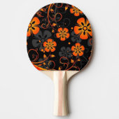オレンジ花のベクトル芸術の渦巻 卓球ラケット (正面)