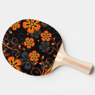 オレンジ花のベクトル芸術の渦巻 卓球ラケット