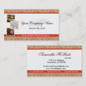 オレンジ花のベーカリーのモノグラムの写真の名刺 名刺 (正面/裏面)