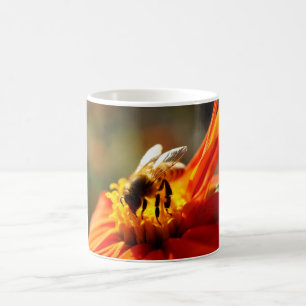 オレンジ花のマグの原産の蜂 コーヒーマグカップ
