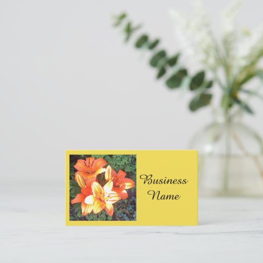 オレンジ花の写真 名刺 (スタンド正面)