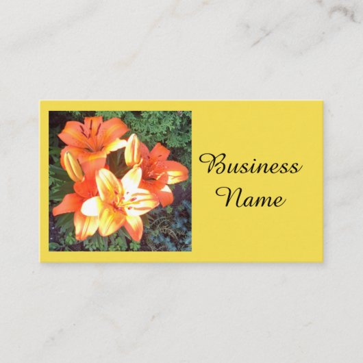 オレンジ花の写真 名刺 (正面)