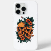 オレンジ花の双頭骨ゴシック Case-Mate iPhoneケース (裏面)