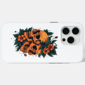 オレンジ花の双頭骨ゴシック Case-Mate iPhoneケース (裏面 (横))