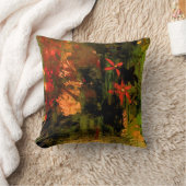 オレンジ花の抽象芸術 クッション (ブランケット)