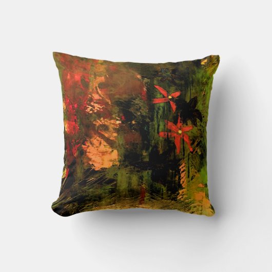 オレンジ花の抽象芸術 クッション (正面)