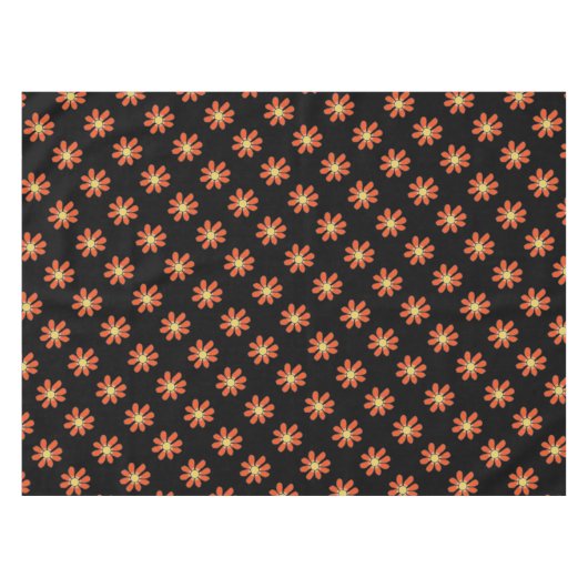 オレンジ花パターン大きく写実的な花 テーブルクロス (正面(横))