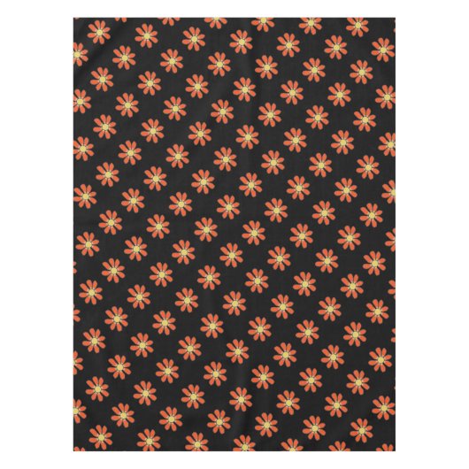 オレンジ花パターン大きく写実的な花 テーブルクロス (正面)