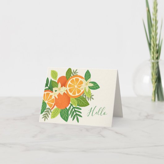 オレンジ花折りパーソナライズされたノートカード ノートカード (正面)