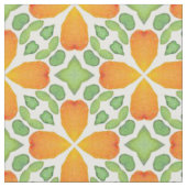 オレンジ花柄モザイク花60年代70年代 ファブリック (クローズアップ)