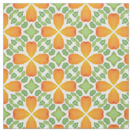 オレンジ花柄モザイク花60年代70年代 ファブリック