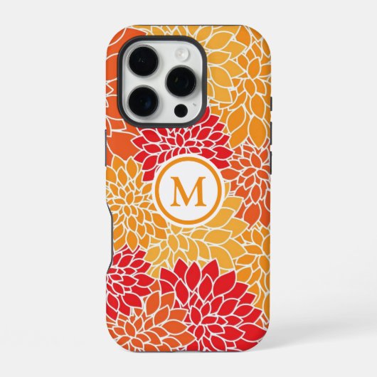 オレンジ花柄モノグラム iPhoneケース (裏面)