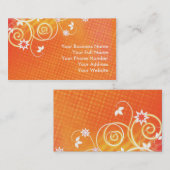 オレンジ花模様 名刺 (正面/裏面)