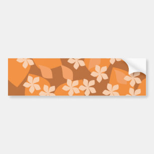 オレンジ花。 レトロの花パターン バンパーステッカー