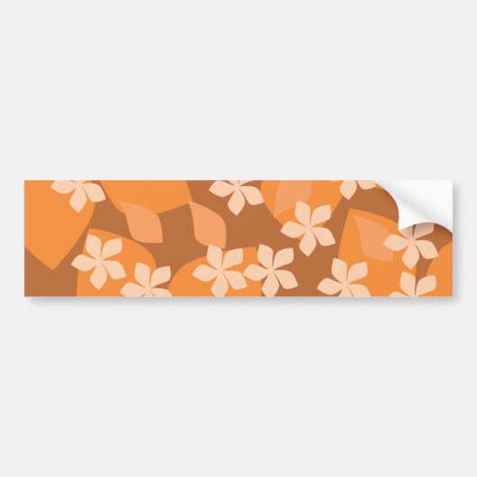 オレンジ花。 レトロの花パターン バンパーステッカー (正面)
