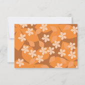 オレンジ花。 レトロの花パターン 出欠カード (裏面)