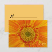 オレンジ花RSVPの招待状 出欠カード (正面/裏面)