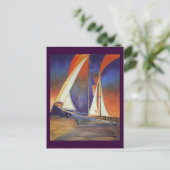 オレンジ芸術的と紫で帆を下げる ポストカード (スタンド正面)