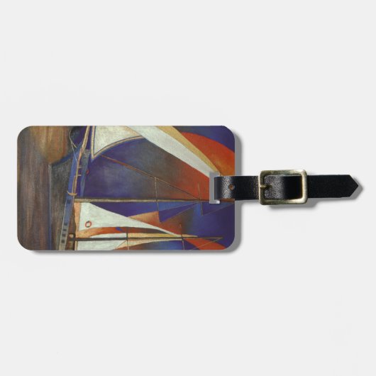 オレンジ芸術的と紫で帆を下げる ラゲッジタグ (正面横)
