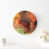 オレンジ茶抽象芸術59 ラージ壁時計 (ホーム)