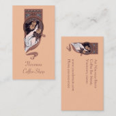 オレンジ茶色のアールヌーボーのカフェの名刺 名刺 (正面/裏面)