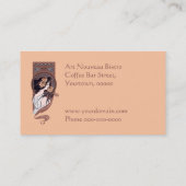 オレンジ茶色のアールヌーボーのカフェの名刺 名刺 (裏面)