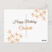 オレンジ茶色の花 ハッピーバースデー 名前を追加 かわいい ポストカード (裏面)