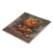 オレンジ華美付きキッチンデコ花瓶 タイル (側面)