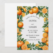 オレンジ葉とオ鮮やかレン結婚ズ 招待状 (正面/裏面)