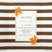 オレンジ葉色のメエデと茶色のストライプ秋の結婚式 三つ折り招待状 (内部中)