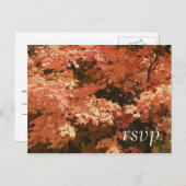 オレンジ葉色の秋の結婚式RSVP応答 インビテーションポストカード (正面/裏面)