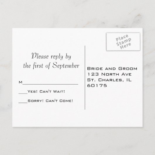 オレンジ葉色の秋の結婚式RSVP応答 インビテーションポストカード (裏面)