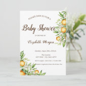 オレンジ葉類柑橘類ベビーシャワー 招待状 (スタンド正面)