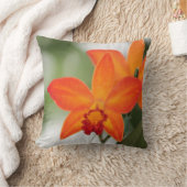 オレンジ蘭の綿の枕 クッション (ブランケット)
