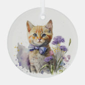 オレンジ虎猫のキッテンとボウタイの水彩 ガラスオーナメント (裏面)